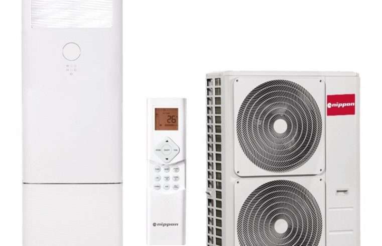 Колонен климатик Nippon NFGD-48HRFN8-Q/NOE30U-48HFN8-R, 48000 BTU, 100 м2, А++/А+, R-32, Бял