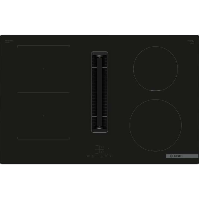 Плот за вграждане Bosch PVS811B16E, Индукция, 4 зони за готвене, Сензорно управление, CombiZone, Вграден аспиратор, Мощност на абсорбиране 622 м3/ч, EcoSilence Drive, 80 см, Черен