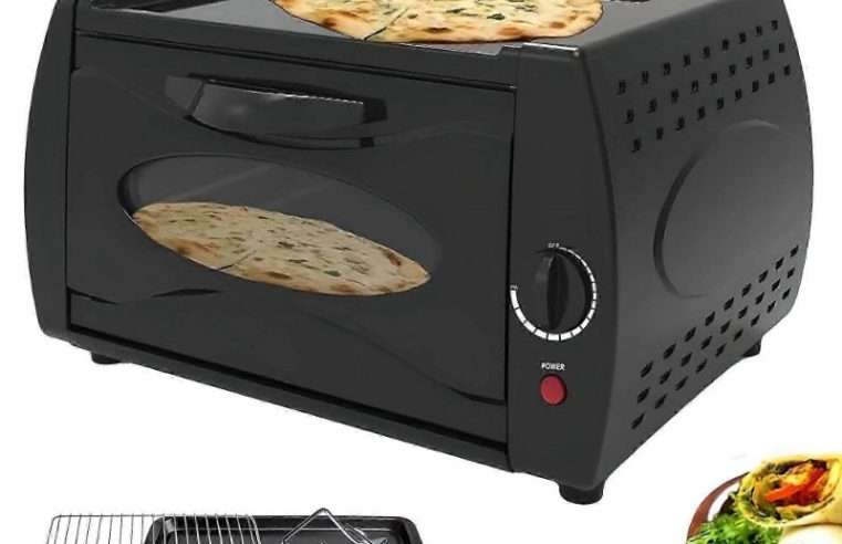 Мини електрическа фурна FR1-K0446-260710-1896, 2100W, капацитет 12 L, незалепваща тава и скара, термоустойчива стъклена врата, черна