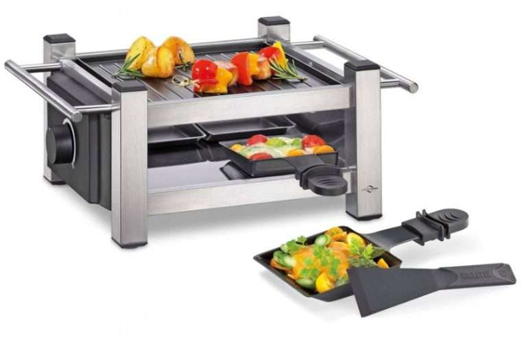 Електрически грил за 4 човека, Kuchenprofi, 600W, инокс, черен, 33×23,5см, комплект с 4 шпатули