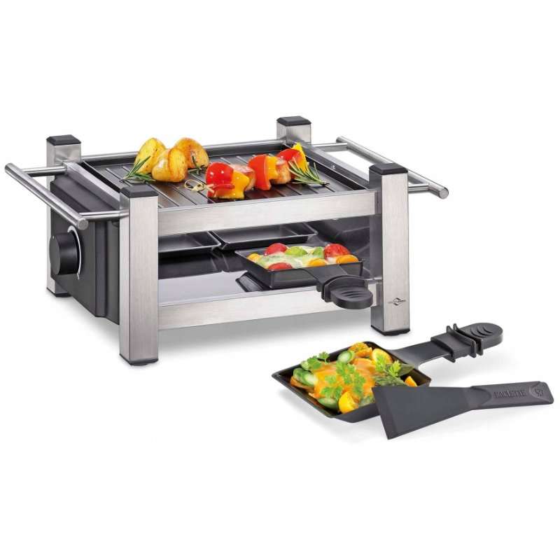 Електрически грил за 4 човека, Kuchenprofi, 600W, инокс, черен, 33×23,5см, комплект с 4 шпатули