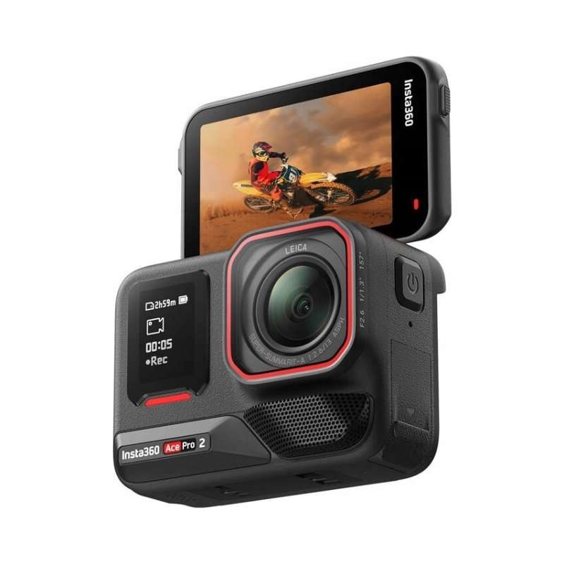 Спортна камера Insta360 Ace Pro 2, двойна 8K, стабилизация, черна, 71.9×52.2×30.5mm