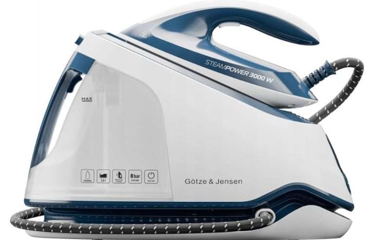 Парогенератор Gotze & Jensen SG900, 3000W, керамичен, бяло-син, 1.5л, 8bar, 1.4м