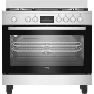 Готварски печки Beko BGM11226EX, Комбинирана, 5 зони за готвене, 7 функции, Уок, 114 л, Чугунени решетки, Клас A+, 90 см