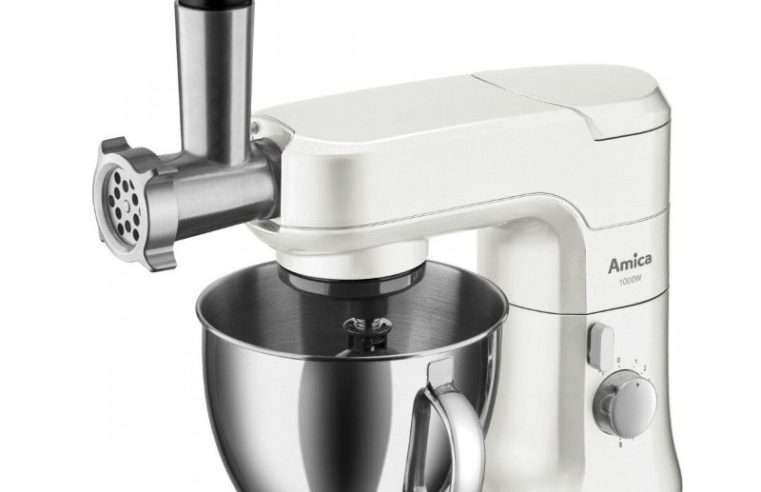 Планетарен робот Amica KML4011, 1000W, бял, 4.5л, аксесоари от неръждаема стомана, месомелачка