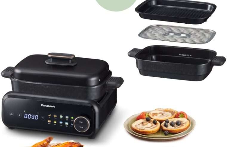 Електрическа скара 4 в 1 Panasonic NF-GM400KXE, 1524W, 40°C–250°C, 9 програми, 4 съда, над 80 рецепти, екстрактор за дим с филтриране чрез вода, черен