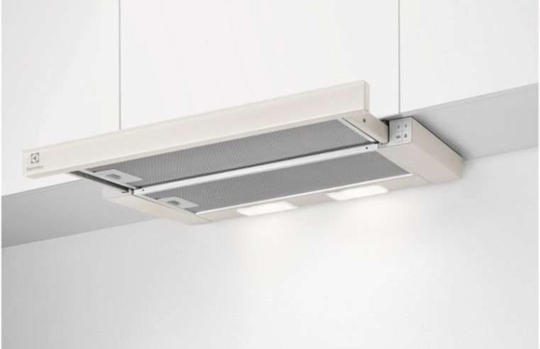 Телескопичен абсорбатор за вграждане Electrolux LFP326AC, Мощност на абсорбиране 410 м3/ч, 3 скорости, 60 см, Кремаво стъкло