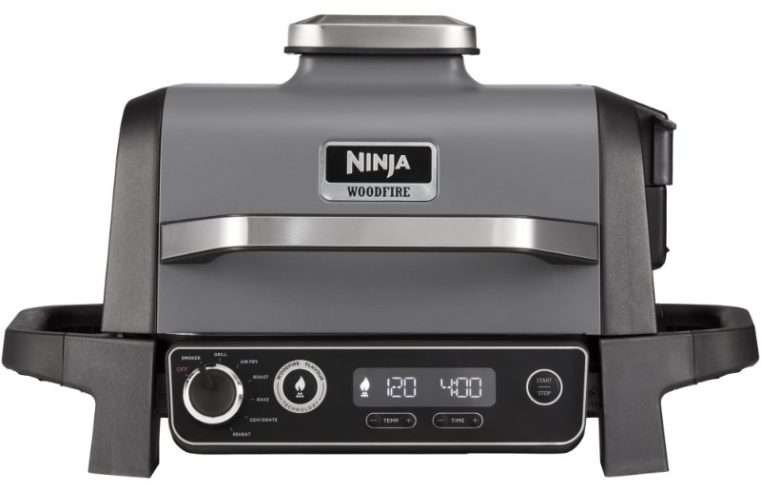 Електрическа скара Ninja Woodfire OG701EU с опушвач, 2400W, 7 функции за готвене, Сив