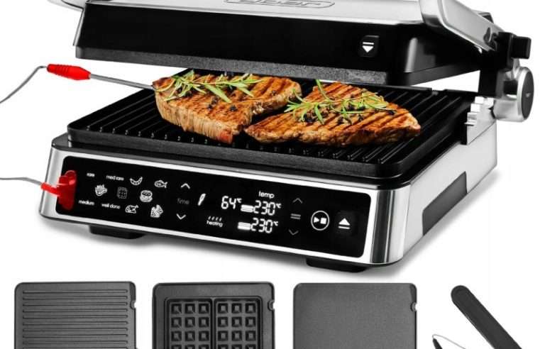 Електрически контактен грил 5в1 Yoer CraftGrill EG06BK 2200W, 3 вида плочи, сребрист/черен, 36x33x17.7см