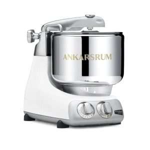 Кухненски робот Ankarsrum AKM 6220B, 1500 W, Иноксова купа 7 л, Пластмасова купа 3.5 л, Регулираща скорост, Таймер, Бял