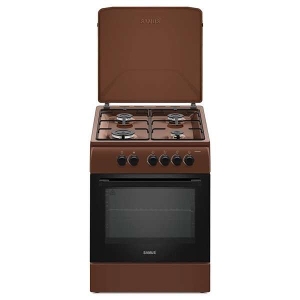 Готварска печка Aragaz SM664MBS, 4 котлона, газова фурна, 60 см, таймер, метален капак, кафяв