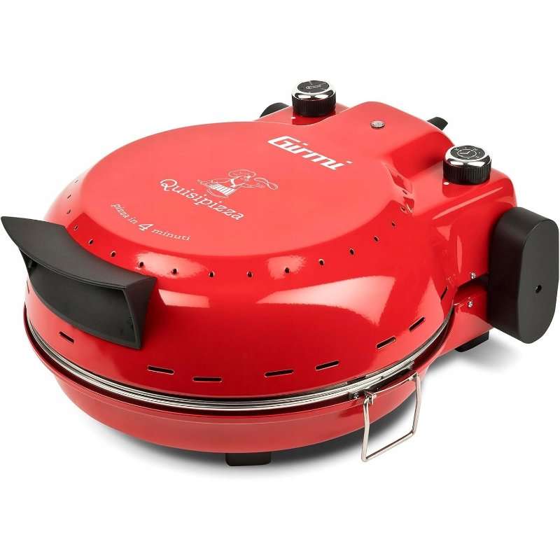 Фурна за пица Girmi FP5002, 1800W, до 420°C, шамотна плоча O31 см, таймер 30 мин, червена