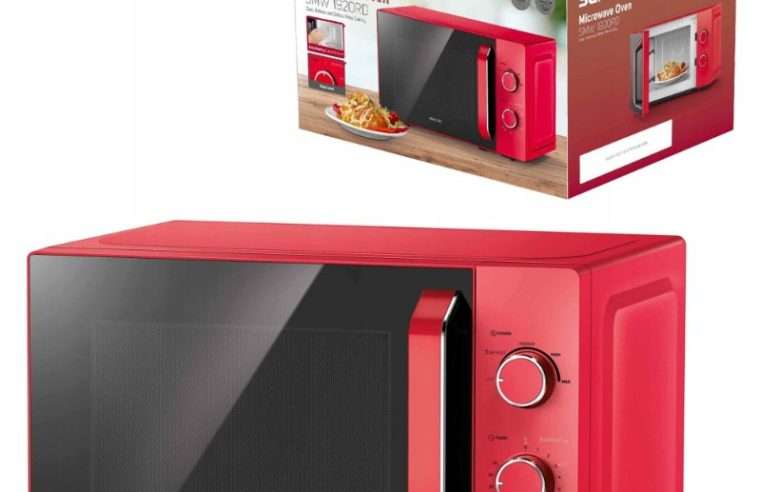 Микровълнова фурна Sencor SMW 1920RD 700W, 20 л, механични команди, 5 нива на мощност, емайлиран интериор, червена, 25,9 x 44 x 36,4 см