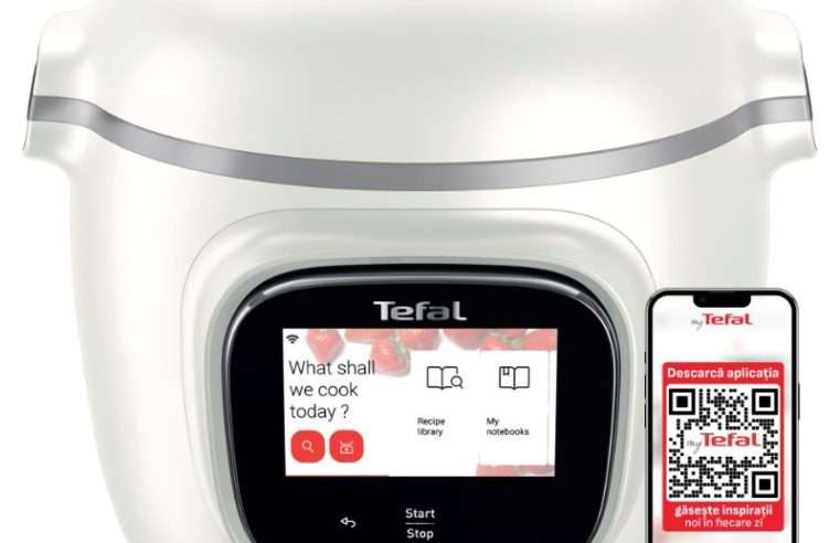 Смарт мултикукър с готвене под налягане Tefal Cook4me Touch Pro CY9441F2, 1600W, Капацитет на керамичен незалепващ съд 6 л, 13 програми за готвене, Wi-Fi, LCD тъчскрийн, Специално приложение, 250 предварително инсталирани рецепти, До 6 души, Бял