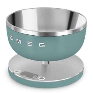 Кухненска везна Smeg KSC01EGMWW, купа от неръждаема стомана 1,8 L, капацитет 5 кг, презареждаема Li-Ion 1200 mAh с USB (