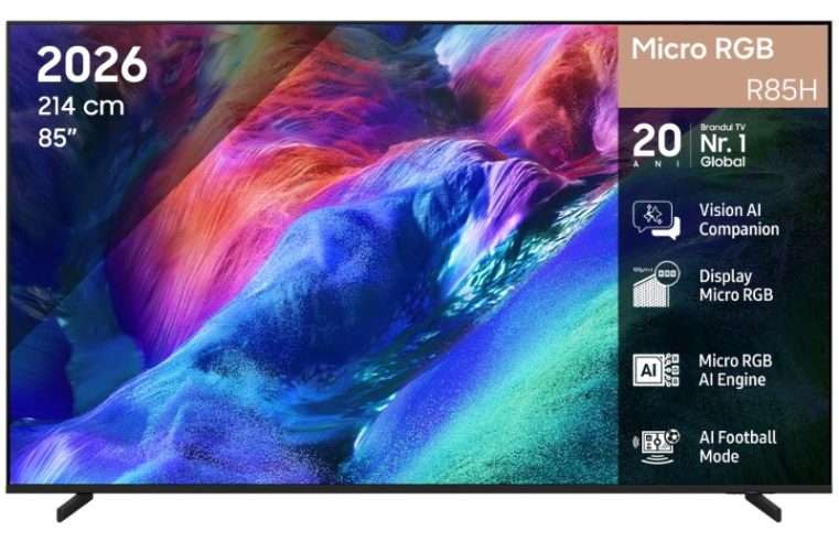 Телевизор SAMSUNG Micro RGB 85R85H, 85″ (214см), Smart, 4K Ultra HD, 144 Hz, Клас E (Модел 2026)