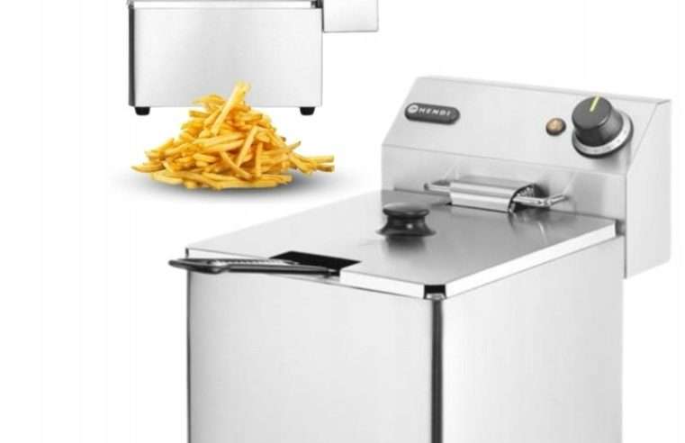 Професионален фритюрник Hendi Kitchen Line 8L, инокс, 3500W, система за студена зона, 26,5x43x34,5см, пълен комплект