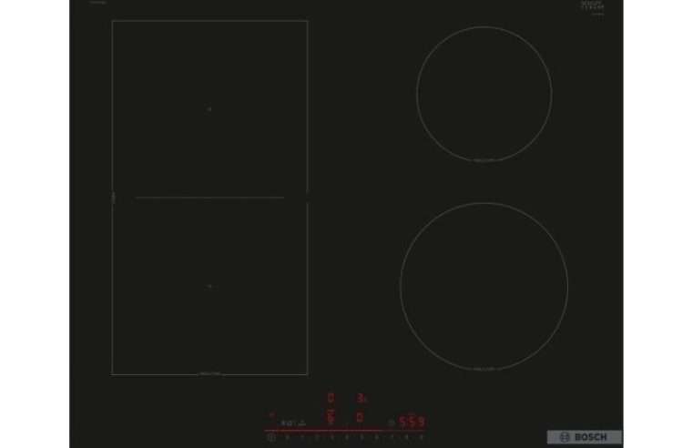 Електрически плот Bosch, индукционен, 4 зони, стъклокерамика, черен, 592x522x51mm