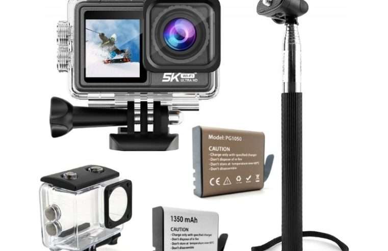 Екшън/спортна камера GOMEDIA V-39S 5K/60 FPS, Wi-Fi, EIS стабилизация, USB-C, водоустойчива до 30 м, черна, 1 бр.