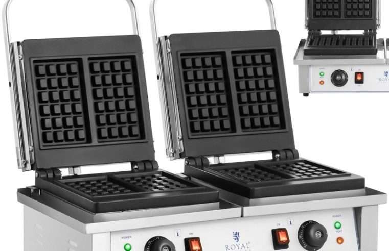 Гофретник двоен Royal Catering, 2 x 2000 W, 4 белгийски гофрети, 170×170 мм, 50-300°C