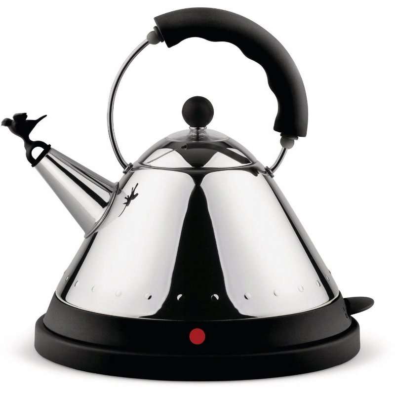 Електрическа кана Alessi, модел MG32, 1,5 л, инокс, черна, 25.70×27.00 см