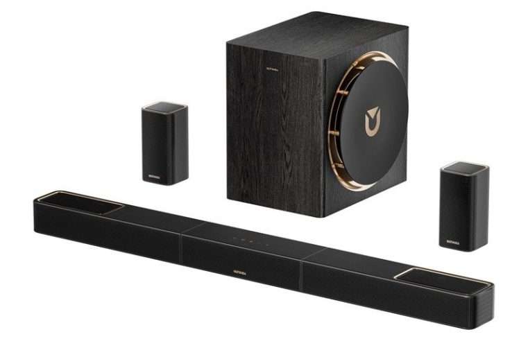 Soundbar 5.1.4 Ultimea Skywave X50 със субуфер и 2 сателита, Bluetooth 5.4, включено дистанционно управление, черен