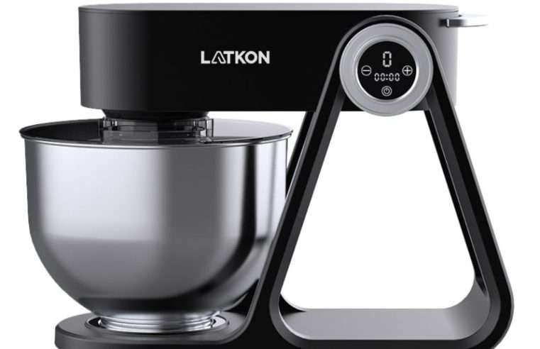 Миксер с купа, Latkon® A5-A, 1500W, Метален корпус, Купа от неръждаема стомана 5 л, 6 скорости, 3D смесване, Сензорен дисплей, 3 аксесоара, Сив