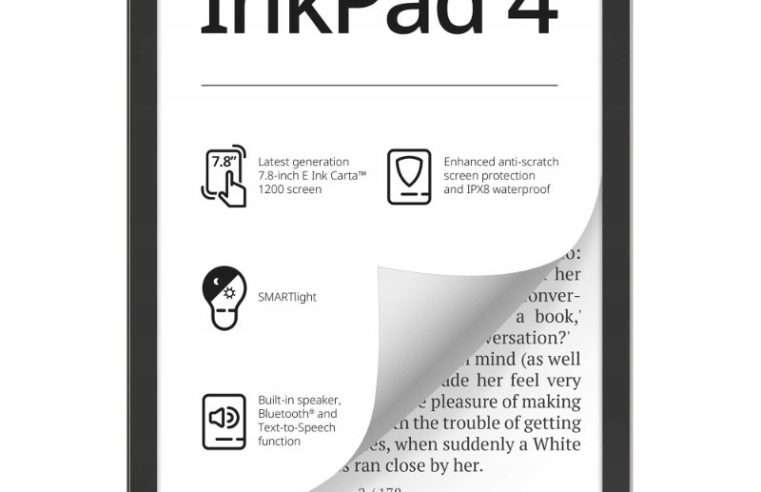 Електронна книга PocketBook InkPad 4 0NXGEG06, E Ink Carta екран 7,8″ 300 DPI, 32 GB, IPX8, вграден високоговорител и Bluetooth, Stardust Silver
