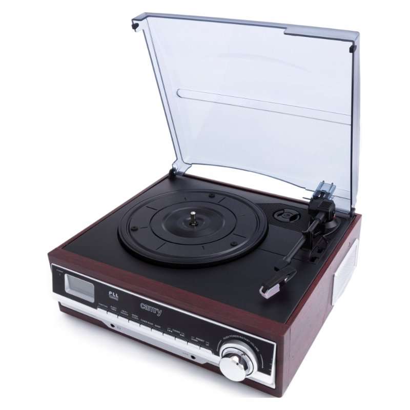 Грамофон Camry CR1168, доза за винил, възпроизвеждане 33/45/78 RPM, Bluetooth, възпроизвеждане MP3 USB/SD, FM тунер, AUX 3,5 мм, черен/кафяв, 1 бр
