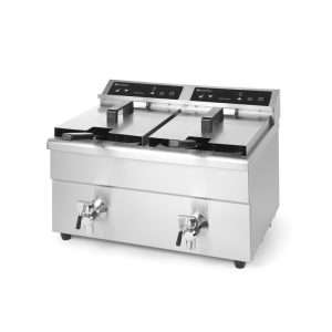 Двоен индукционен фритюрник 2x8 lt, корпус от неръждаема стомана, 2x3500W, Hendi Kitchen Line, усилваща функция за бързо
