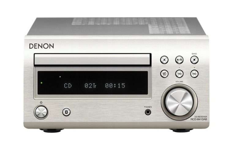 Комплект стерео Denon RCD-M41DAB сребрист 210x115x309mm и Monitor Audio Monitor 100 орех 310x201x298mm