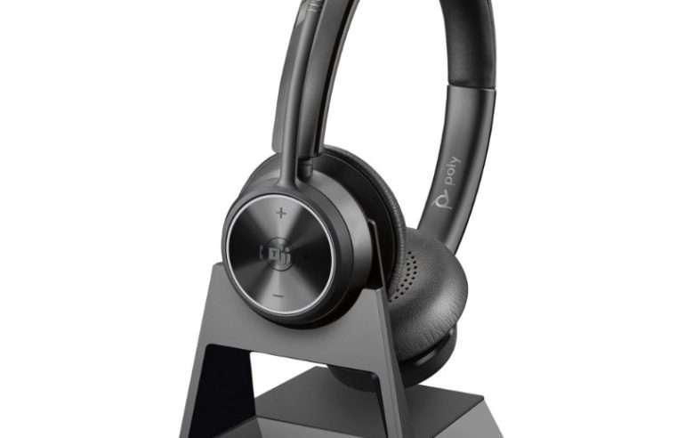 Безжични слушалки Poly Savi 7320 UC, DECT 1880-1900 MHz, над ухото, черни