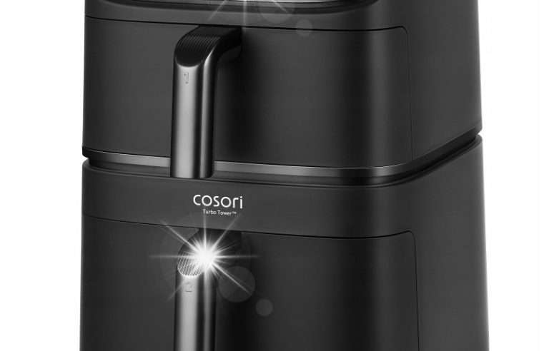 Фритюрник без мазнина Cosori Turbo Tower 10,8л 2630W, 3 нива, черен, размери 41,3x30x40,5см, комплект с аксесоари
