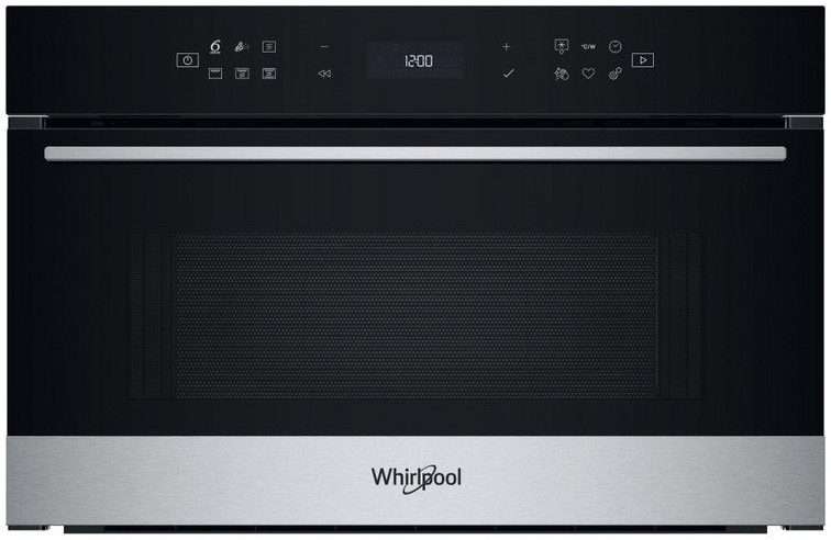 Микровълнова фурна за вграждане Whirlpool WMD7O4T, Технология 6th SENSE, Готвене на пара, Грил, Сребрист