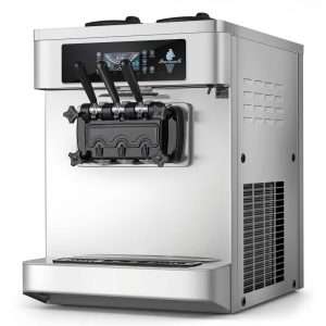Търговска машина за сладолед, VEVOR, 3 вкуса, 2200W, 20-28L/h, 2 x 6L, размери 540x826x820mm