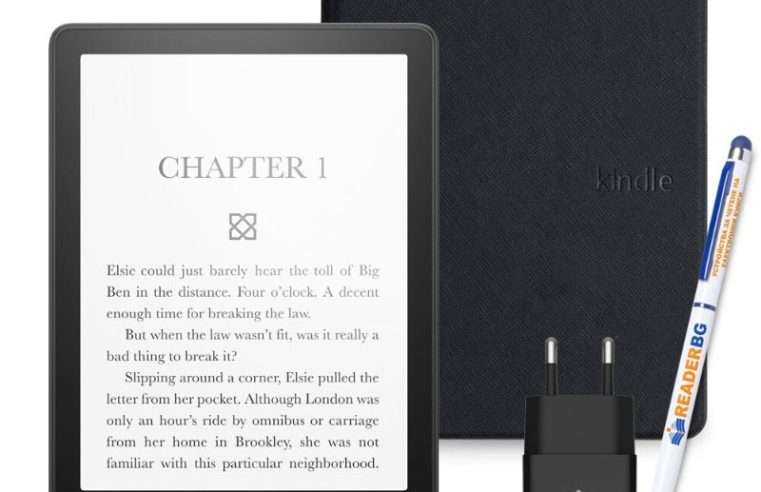 Комплект eBook четец Amazon Kindle Paperwhite 2024 (12th Gen), 16 GB, Дисплей 7″, Черен, Калъф Червен, 4 части