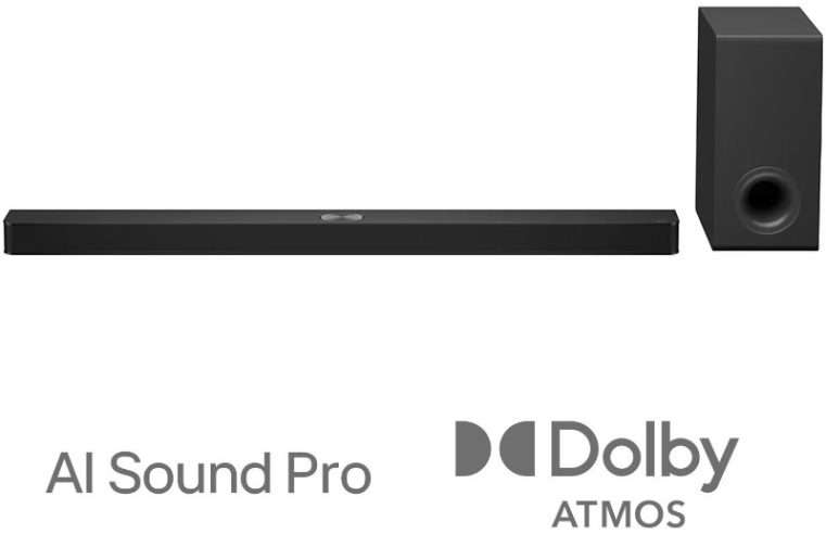 Soundbar LG S90TY, 5.1.3, 570W, Dolby Atmos, Subwoofer Wireless, HDMI, USB, Черен