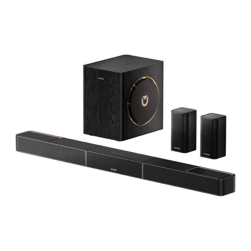 Саундбар 5.1 Ultimea Skywave X40 със субуфер и 2 сателита, Bluetooth 5.4, включено дистанционно управление, черен