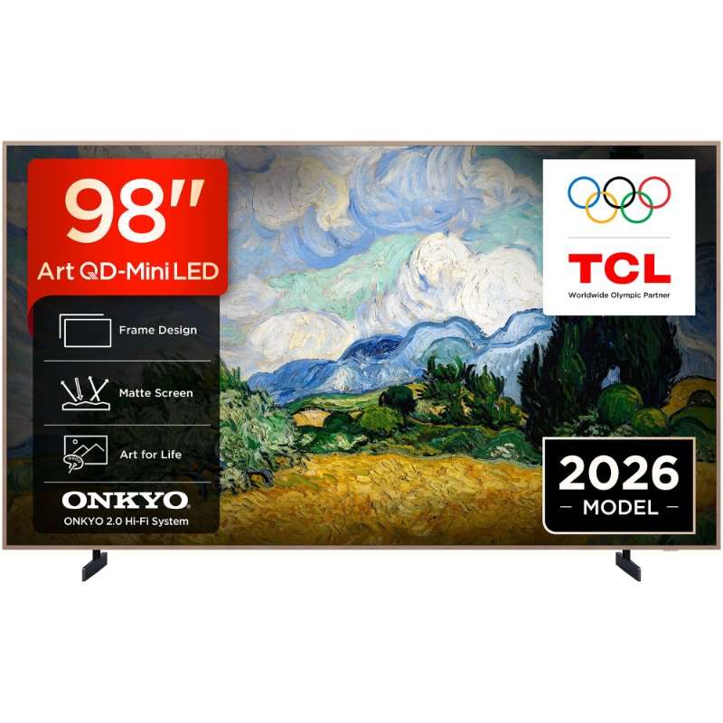 Телевизор TCL MiniLed Art 98A400 Pro, 98″ (248 см), Smart Google TV, 4K Ultra HD, 144Hz, Клас E (Модел 2026)