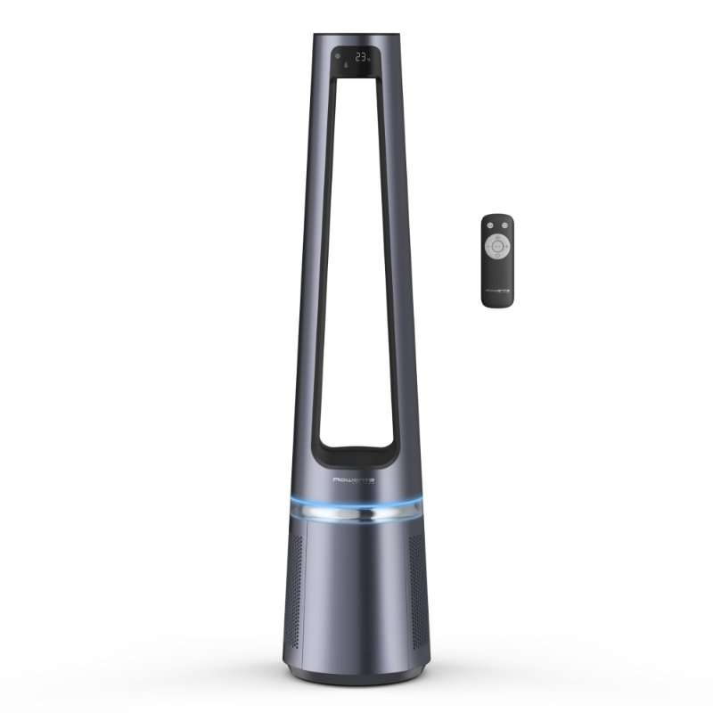 Пречиствател за въздух 2 in 1 Rowenta Eclipse QU5030F0, 33W, 52 м2, LCD екран, 12 нива на скорост, Режим Night/Auto, Амбиентна светлина, Сребрист