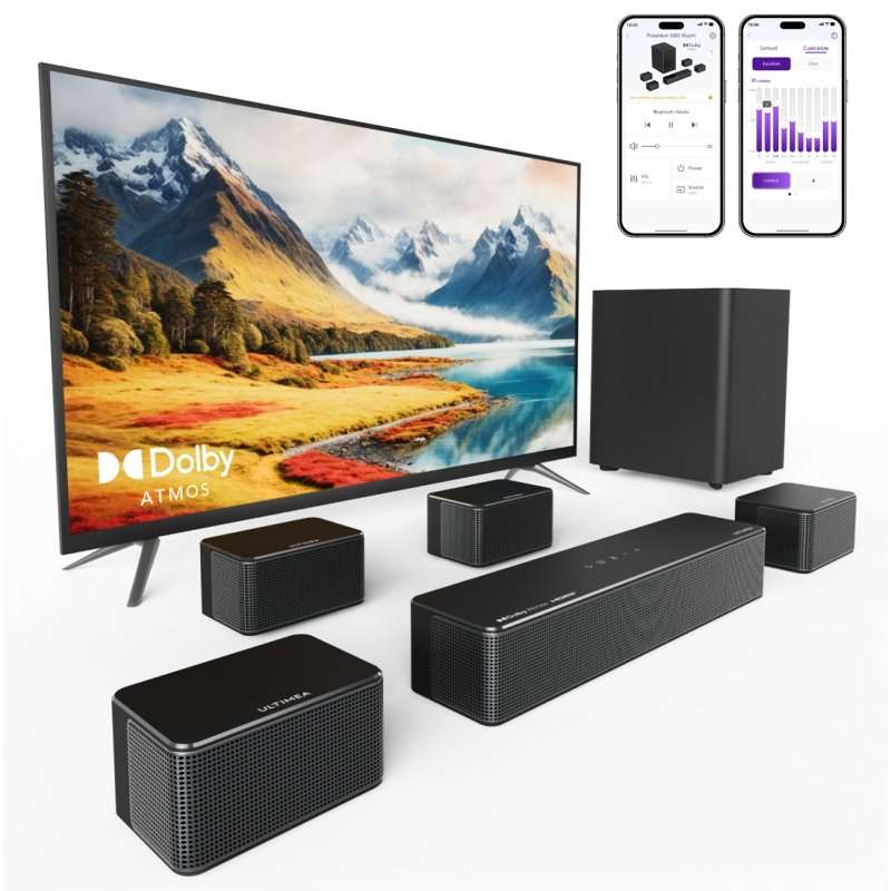 Саундбар ULTIMEA Poseidon D80 Boom, 7.1, Dolby Atmos, безжичен субуфер, 500W, 400x70x90mm