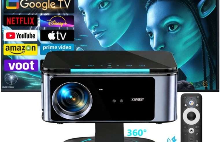 Смарт видеопроектор, Android TV домашно кино, 4K поддръжка Full HD 1080p, 3200 ANSI лумена LED, автофокус и корекция на трапецовидното изкривяване, картина 100–760 см, T07 Plus TV-stick