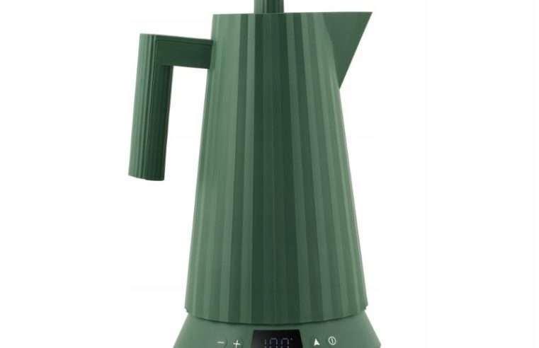 Електрическа кана Alessi Plisse 1,7 л, регулиране на температурата, зелена, 2200 W, 32x22x18 см