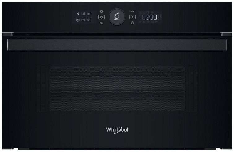 Микровълнова фурна за вграждане Whirlpool WMD44MB, Технология 6th SENSE, Готвене на пара, Функция размразяване, грил, Черен