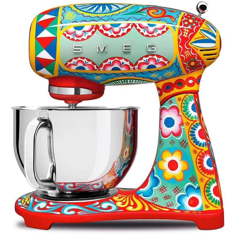 Планетарен миксер Smeg SMF03DGEU, Dolce & Gabbana, 50’s Style, 800 W, 4.8 л купа, 10 скорости, Многоцветен