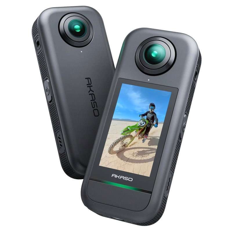 Спортна камера 360° Akaso AKASO 360 L6SZ23M8SUR0, 5.7K видео, 72MP снимки, тъчскрийн, цифрова стабилизация, водоустойчива, сива