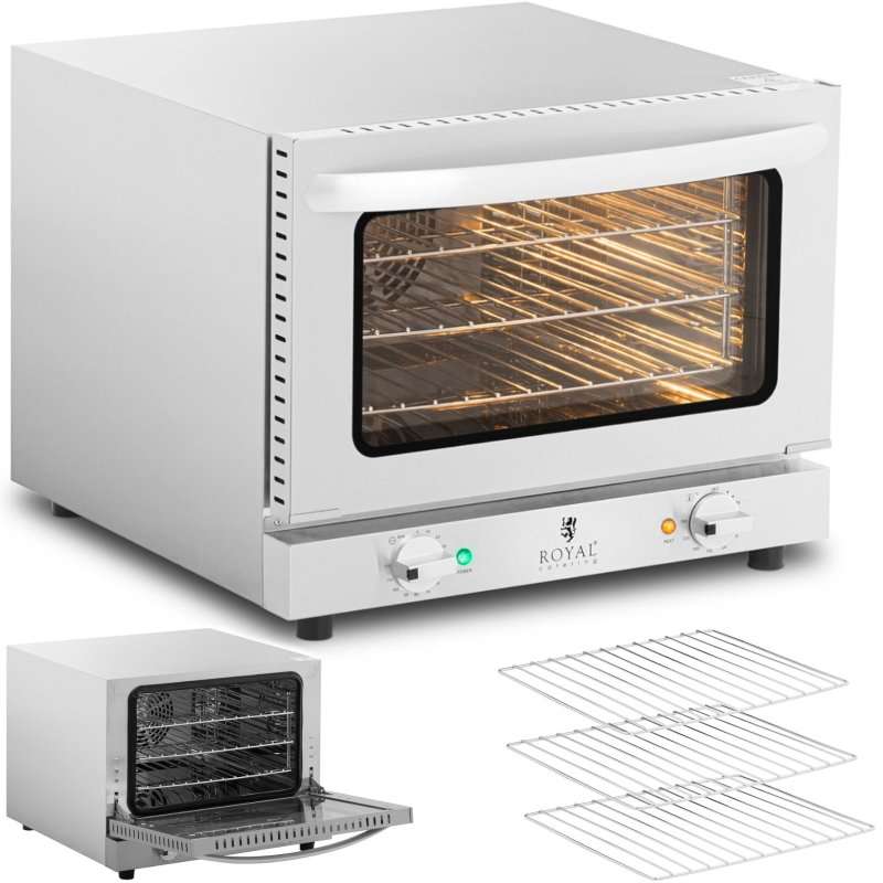 Конвекторна фурна Royal Catering RCCO-2.1, 3 нива, 2150 W, инокс, 50,5×47,5×37,5см