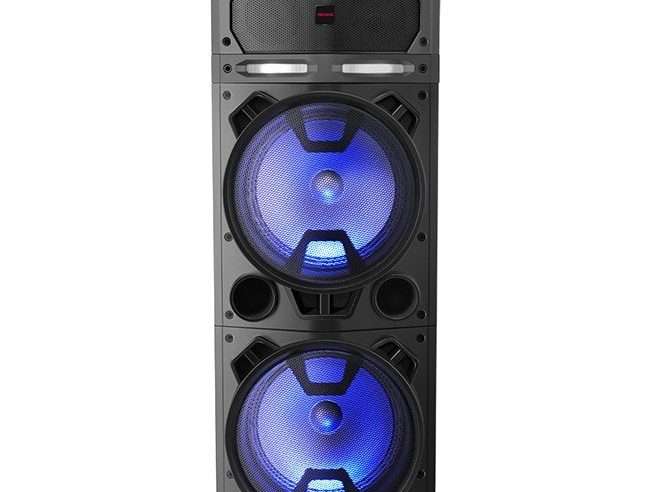 Парти караоке система Aiwa KBTUS-900, Bluetooth 4.2, 2 безжични микрофона, 800 W PMPO, 100 W RMS, 60 Hz – 20 kHz, USB, Micro SD, AUX, Черна, KBTUS-900