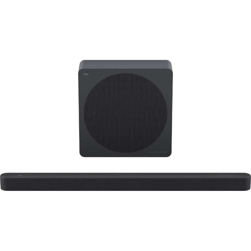 Саундбар Slim TCL A65K, 3.1.2, 410W, Bluetooth 5.3, Звук Bang & Olufsen, Dolby Atmos & DTS-Virtual:X, HDMI eARC, Безжичен субуфер, Черен