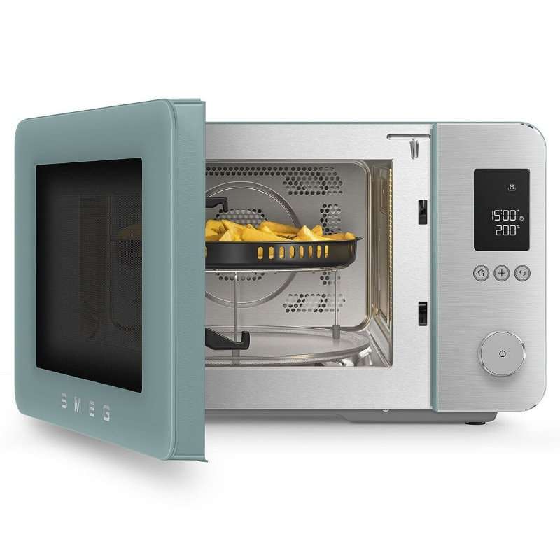 Комбинирана микровълнова фурна с горещ въздух SMEG Collezione MOC02EGMEU, 900W, 27 л, 25 програми, Плавно затваряне, Индивидуални настройки, Зелен